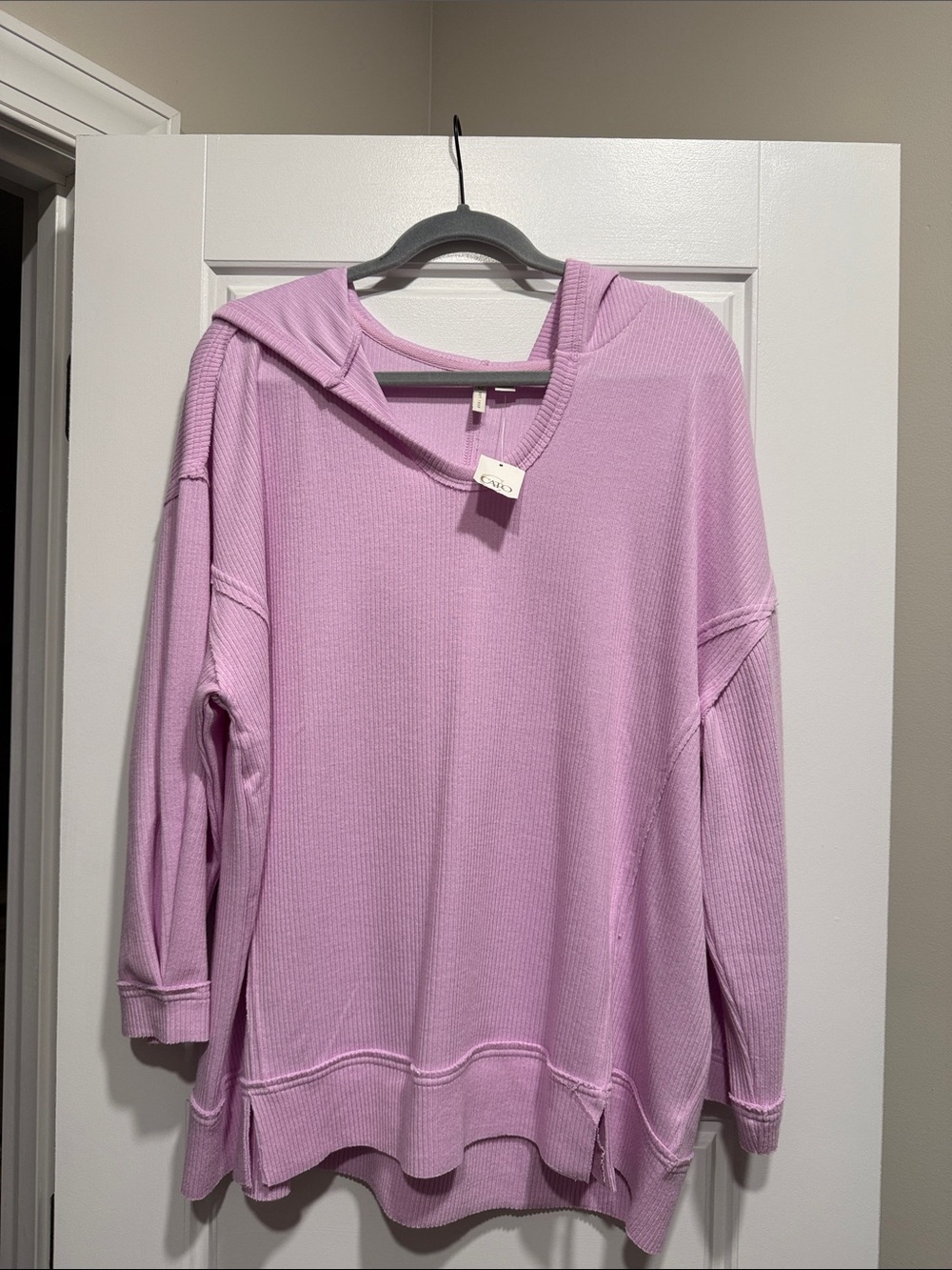 Cato Lavender V-Neck Waffle Hoodie